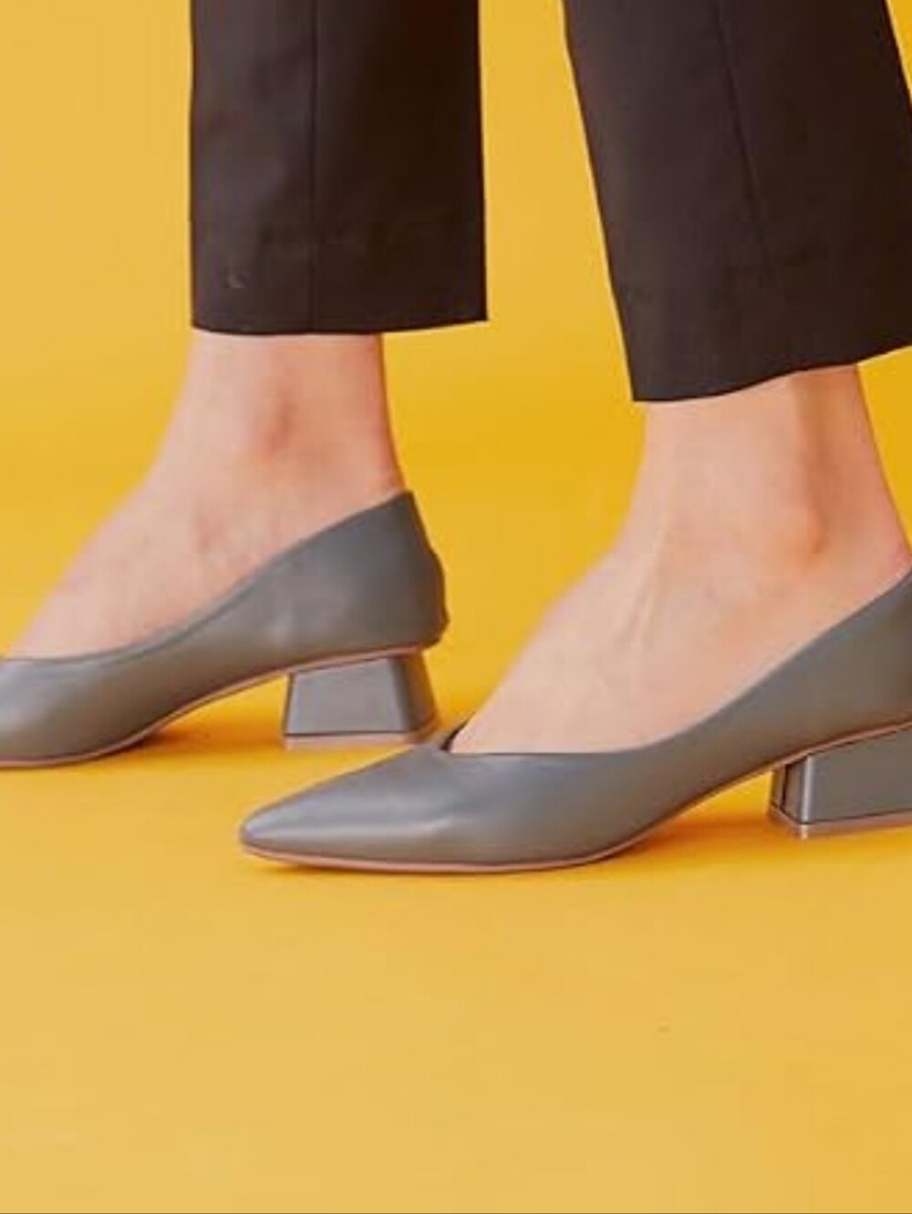 C. Paravano Pointed Toe Low Block Heel Pumps in Slate Gray US 8/ EU 39